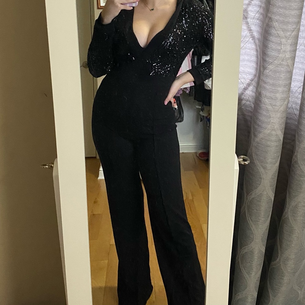 Black sequined FashionNova jumpsuit-NEVER WORN/TAGS ON